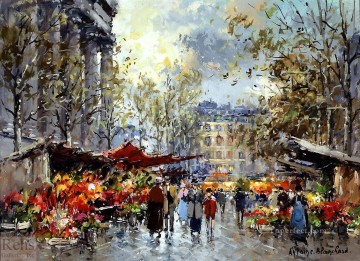 Antoine Blanchard Painting - antoine blanchard flower market madeleine